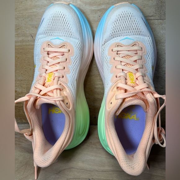 Hoka One One Bondi 9 Womens Size 8 Running Shoes Sneakers Pale Tangerine - Picture 7 of 12
